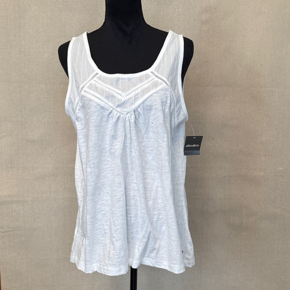 Eddie Bauer Tops - NWT Eddie Bauer Women's White V-neck Sleeveless Top - Size XL - feminine details